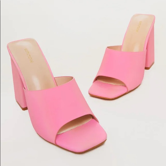 PrettyLittleThing Shoes - PLT Pink Extreme Reflective Block Heel Mule